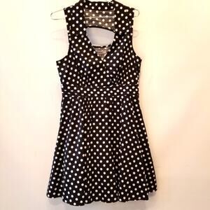 Bailey Blue NEW Polka Dot Black White Tuille Dress Sleeveless Collar Juniors XL